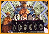 Swamishri engaged in Chopada pujan ritual 