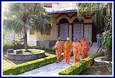 Swamishri on his way to the mandir for his morning puja
