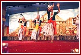 Satsangi youths performs a welcome dance native to Bengal, Orissa and Assam 