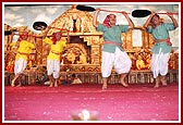 Satsangi youths performs a welcome dance native to Bengal, Orissa and Assam 