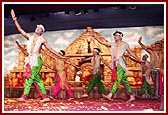 Satsangi youths performs a welcome dance native to Bengal, Orissa and Assam 