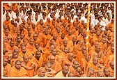 Sadhus listen to Swamishri's blessings