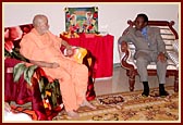 Swamishri with the Finance Minister of Kenya, Hon David Mwiraira