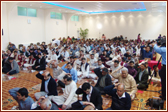 Devotees participating in the mahapuja vidhi