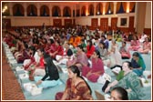 Ladies from Southend-on-Sea Mandal participate in the mahapuja vidhi