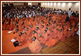 Sadhus and devotees performing arti
