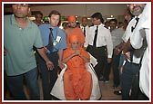 Swamishri at London's Heathrow Airport - Terminal 1