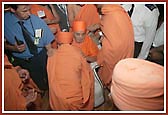 Swamishri at London's Heathrow Airport - Terminal 1