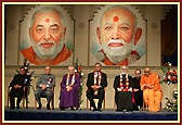 Stage Guests (from Right to Left) Atmaswarup Swami, The Archbishop, The Indian High Commissioner, The Bishop of Willesden and 2 SHM trustees