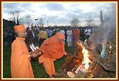 Sadhus lighting the Holi