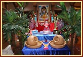 Ice Shiva-linga in the Haveli foyer for darshan