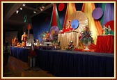 Devotees offer prayers and celebrate the birth of Bhagwan Swaminarayan and Lord Ram in the evening assembly