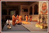 Sadhus performing the birth arti