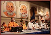 Sadhus delivering speeches and bhajans