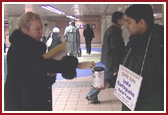 BAPS volunteers collecting funds for India Earthquake 