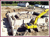 View of completed concrete walls for prayer area   