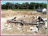 View of completed concrete walls for prayer area