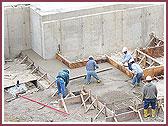 Pouring of curb for setting stone 