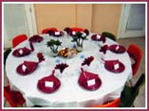 The tables were set for the formal dinner