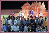 Wooden Craftsmen with Pujya Saints in satsang assembly  