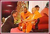 Swamishri greets New Jersey State Assemblyman Upendra Chivukula