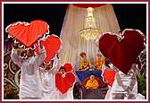 Swamishri watches the balaks' performance during the cultural program 