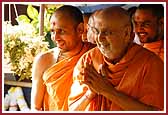 Swamishri rejoicing on seeing devotees