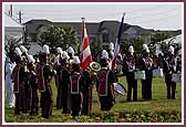 The Akshar Dhwani Marching Band awaits Swamishri's arrival