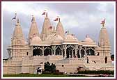 Devotees come for darshan in the Mandir