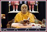  Swamishri reads the Shikshapatri at the conclusion of his morning pooja