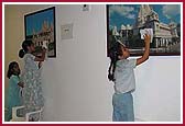 Balikas engaged in cleaning the mandir on the Shram Yagna Day