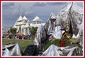 Shri Nilkanth Varni in the Nagar Yatra with  Himalayan Mountains settings