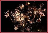 A spectacular firework display celebrates the murti-pratishtha festival 