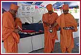 Saints performing the rituals of the groundbreaking ceremony  