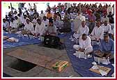 Devotees perform mahapooja in the groundbreaking ceremony 