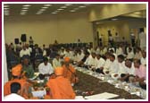 Devotees participating in the mahapuja ceremony 