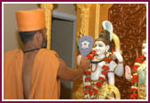Saints engaged in the pratishtha rituals