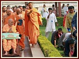 After returning back from North India Kishores perform a skit in front of Swamishri