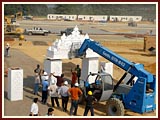 Volunteers erecting Entrance Gate