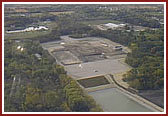 An aerial view of the Chicago Mandir & Cultural Complex site 