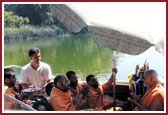 Kirtans and Vedic mantras were sung before  Lord Ganeshji submerged in the water