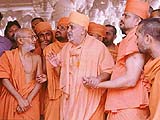 Surveying Mahelav Mandir before the idol installation