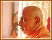 A close-up of Swamishri