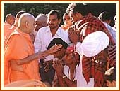 Blessing devotees from Rajasthan