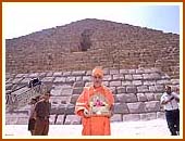 Before one of the imposing granite pyramids. 1 Sept 99 