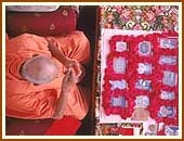 Swamishris morning puja in the Mandir precincts