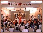 Performing Arti after the Murti Pratishtha ceremony