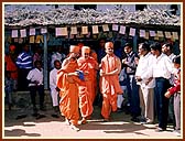 Swamishri, at the age of 79, regardless of the hardships and ordinary circumstances in villages