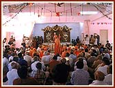 Performing Arti after the Murti Pratishtha ceremony