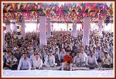 Assembly at the under construction Mandir complex